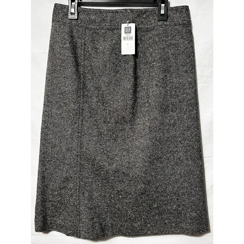 NWT Gap Women's Size 1 Gray Wool Blend Side Zip Lined Pencil Skirt